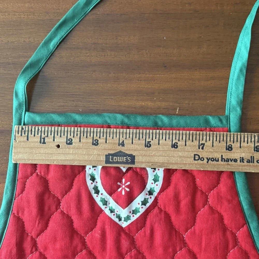 Vintage Handmade Quilted Christmas Village Apron Santa Cottagecore Reversible‎